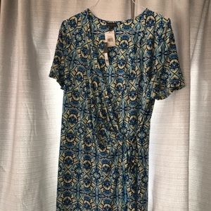 NWT, The Limited, wrap dress, XL, blue yellow